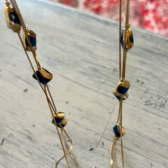 Vintage Navy Blue + Gold Enamel Necklce - Picture 7 of 9